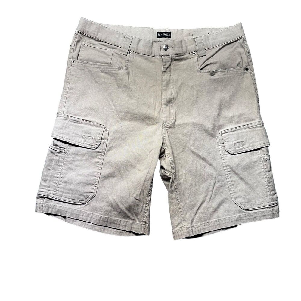 Lincoln Outfitters Mens 40 Cargo Shorts Beige Utility Outdoor Hiking Pockets EUC